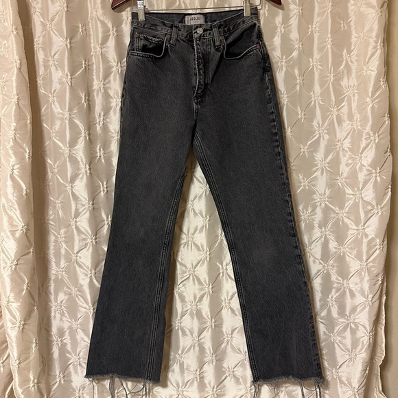 AGOLDE High Rise Vintage Boot Jeans Percolate Dark Grey Distressed Black - Picture 3 of 16